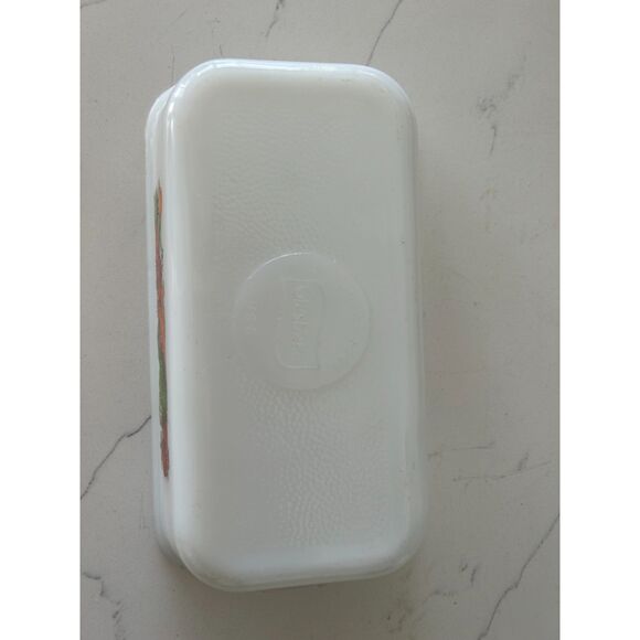 Vintage Fire King Milk Glass Loaf Pan, Harvest Pattern - Picture 3 of 4